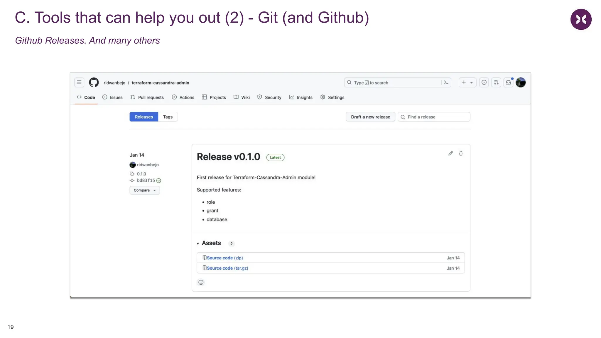 C. Tools that can help you out (2) - Git (and Github)
Github Releases. And many others
19
 