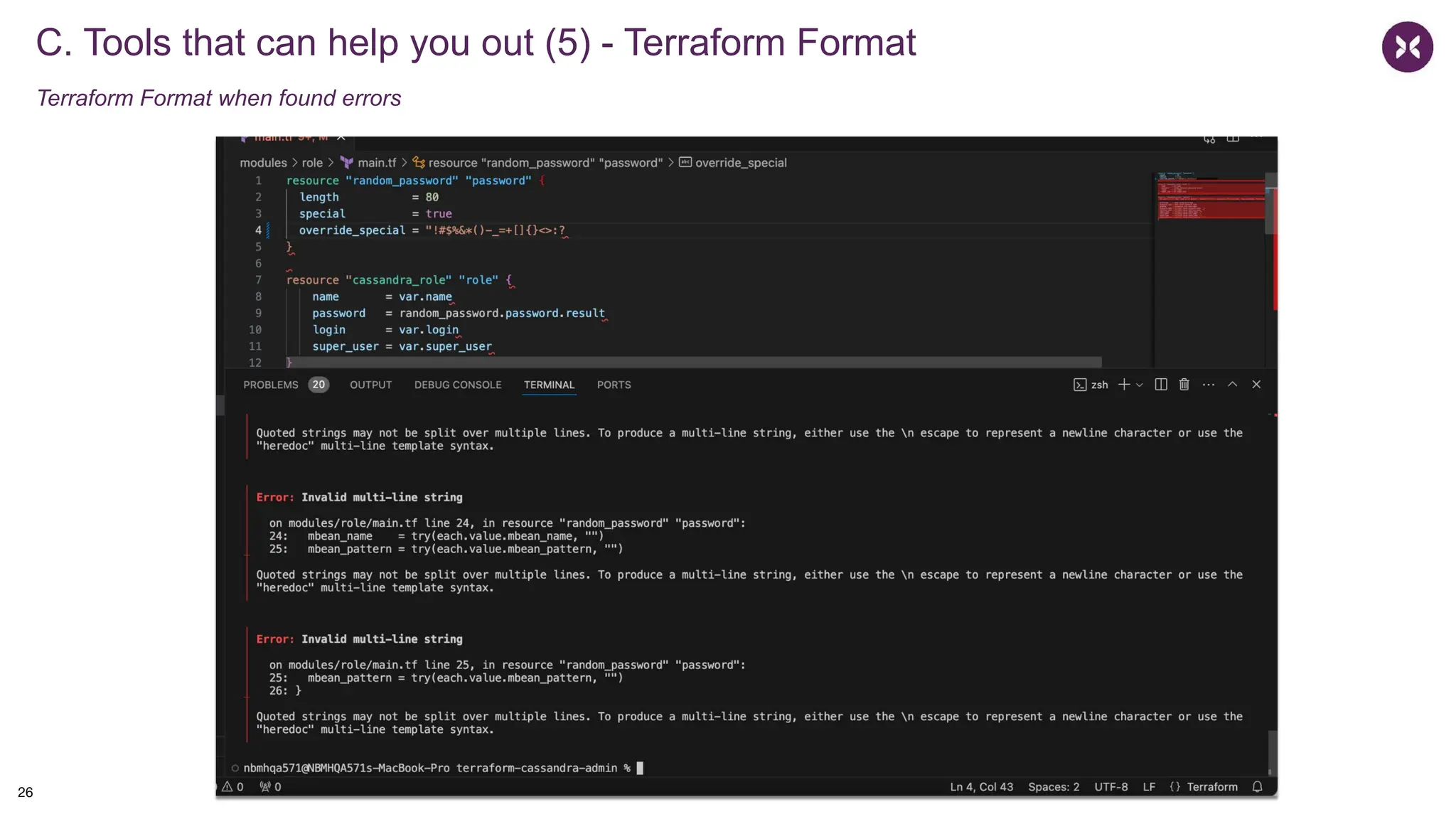 C. Tools that can help you out (5) - Terraform Format
Terraform Format when found errors
26
 