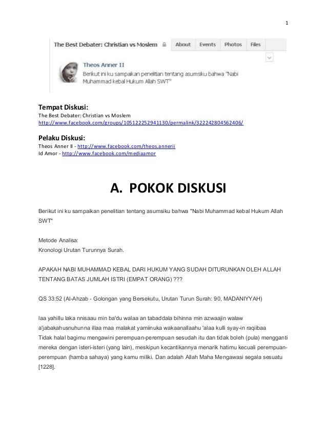 Hasil Diskusi Dengan Id Amor Tentang Pelanggaran Nabi