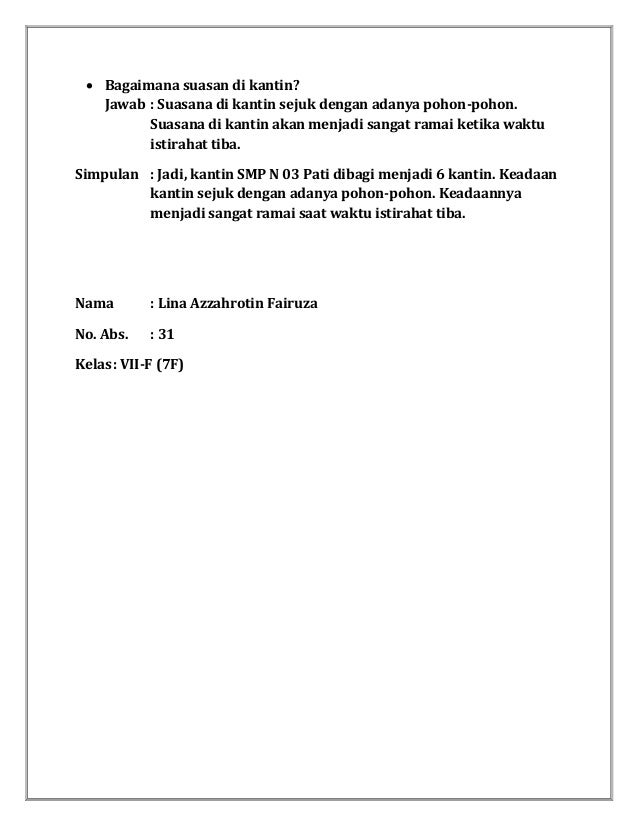 Hasil observasi keadaan kantin smp n 03 pati
