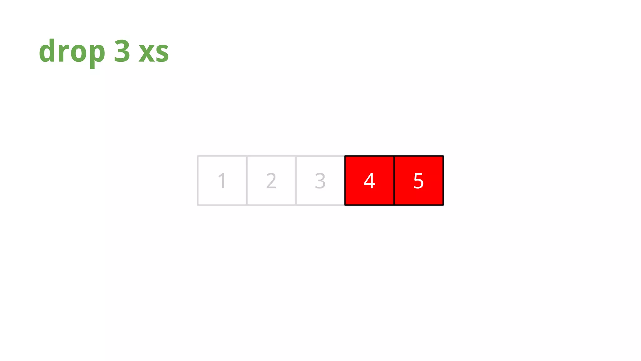 drop 3 xs 
1 2 3 4 5 
 