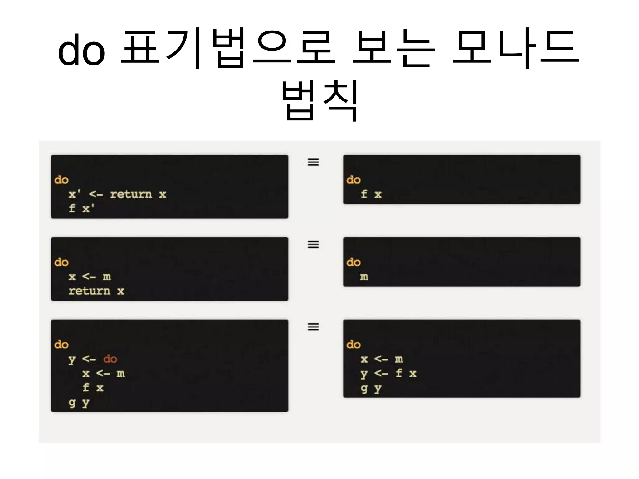 do 표기법으로 보는 모나드
법칙
 