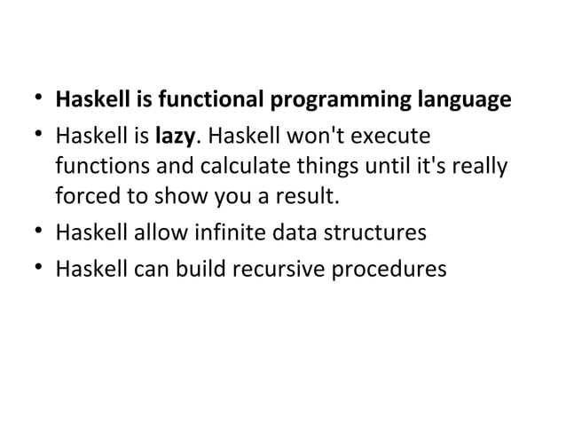 Haskell A Simple Intro PPT Programming Languages Computing