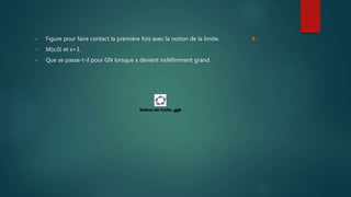 .
• Figure pour faire contact la première fois avec la notion de la limite. 4.
• M(x,0) et x>1.
• Que se passe-t-il pour GN lorsque x devient indéfiniment grand.
 