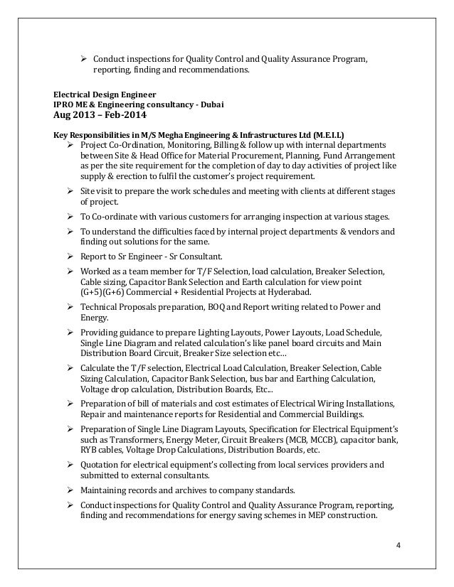 electrical design engineer resumes