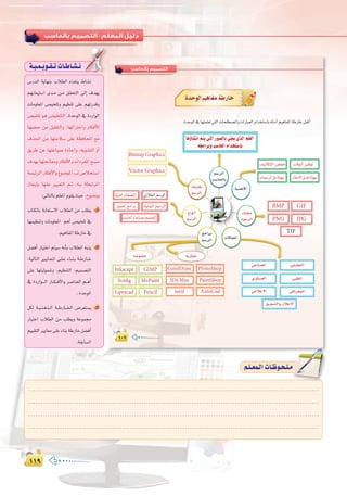 ±±π±±π
:
¢SQódG ájÉ¡æH ÜÓ£dG √òØæj •É°ûf
º¡HÉ©«à°SG ió``e ø``e ≥≤ëàdG ¤EG ±ó¡j
äÉeƒ∏©ŸG ¢ü«î∏Jh º«¶æJ ≈∏Y º¡JQóbh
¢ü«∏≤J ƒg ¢ü«î∏àdG ,IóMƒdG ‘ IOQGƒdG
É¡ªéM øe π«∏≤àdGh ,É¡dGõàNGh QÉµaC’G
±ò◊G øe É¡àeÓ°S ≈∏Y á¶aÉëŸG ™e
≥jôW øY É¡àZÉ«°U IOÉ``YEGh ,¬jƒ°ûàdG hCG
±ó¡HÉ¡à÷É©ehQÉµaC’GhäGOôØŸGí°ùe
á°ù«FôdG QÉµaC’Gh ´ƒ°VƒŸG Öd ¢UÓîà°SG
RÉéjEÉH É¡æY ÒÑ©àdG º``K ,¬``H á£ÑJôŸG
:‹ÉàdÉHº∏©ŸGΩƒ≤jå«M,ìƒ°Vhh
ÜÉàµdÉH áfÉ©à°S’G ÜÓ£dG øe Ö∏£j 1
É¡ª«¶æJh äÉeƒ∏©ŸG ºgCG ¢ü«î∏J ‘
.º«gÉØŸGáWQÉN‘
π°†aCG QÉ«àNG ºà«°S ¬fCÉH ÜÓ£dG ¬Ñæj 2
:á«dÉàdG Ò``jÉ``©``ŸG ≈``∏``Y AÉ``æ``H á``WQÉ``N
≈∏Y É¡à«dƒª°Th ,º«¶æàdG ,º«ª°üàdG
‘ IOQGƒ````dG QÉ``µ``aC’Gh ô°UÉæ©dG º```gCG
.IóMƒdG
πµd á``«``æ``gò``dG á```WQÉ```ÿG ¢Vô©à°ùj 3
QÉ«àNG ÜÓ£dG øe Ö∏£jh áYƒª›
º««≤àdGÒjÉ©e≈∏YAÉæHáWQÉNπ°†aCG
.á≤HÉ°ùdG
á`«`ª`jƒ`≤`JäÉ`WÉ`°û`f
.........................................................................................................................
.........................................................................................................................
.........................................................................................................................
.........................................................................................................................
º`∏`©ª`dGäÉ`Xƒ`ë`∏`eº`∏`©ª`dGäÉ`Xƒ`ë`∏`e
±∞∑
‫ﺑﺎﻟﺤﺎﺳﺐ‬ ‫اﻟﺘﺼﻤﻴﻢ‬
±∞∑±∞∑
…bu« rOUH W—U
.IóMƒdG‘É¡àª∏©J»àdGäÉë∏£°üŸGhäGQÉÑ©dGΩGóîà°SÉH√ÉfOCGº«gÉØŸGáWQÉNπªcCG
TIF
JPG
GIF
PNG
BMP
»FÓ£dGº°SôdG
á«fÉ«ÑdGΩƒ°SôdG
âbƒdG ÒaƒJ
AÉ£N’Gπjó©Jádƒ¡°SäÉeƒ°SôdGπ≤fádƒ¡°S
∞«dÉµàdG ¢†ØN
Qƒ°üdGèeGôH
Ö°SÉ◊GIóYÉ°ùÃº«ª°üàdG
á«æØdGäÉ≤°ü∏ŸG
º°SôdG
Ö°SÉ◊ÉH
á«ªgC’G
ä’ÉéŸG
»ª«∏©àdG
»Ñ£dG
»`aGô¨÷G
»YÉæ°üdG
…ôµ°ù©dG
»eÓY’G
≥jƒ°ùàdGh¿ÓY’G
èeGôH
º°SôdG
ÉgDhÉ°ûfGºàj»àdGQƒ°üdÉH»æ©j…òdGº∏©dG
¬›GôHhÖ°SÉ◊GΩGóîà°SÉH
´GƒfCG
º°SôdG
äÉ«æ≤J
º°SôdG
äÉØ∏e
Ωƒ°SôdG
ájQÉŒáMƒàØe
PhotoShop
Bitmap Graphics
Vector Graphics
CorelDrawGIMP
MvPaint
Pencil
Inkscape
Svnfig
Liprecad
3Ds Max
Serif
PaintShop
AutoCad
 