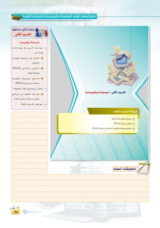 πµπµ
:
Éjó«Ñ«µjháYƒ°Sƒe
IóMGh á°üM ‘ ÖjQóàdG Gòg òØæj
:¤EG±ó¡J
Éjó«Ñ«µjh áYƒ°Sƒe ≈∏Y ±ô©àdG 1
.É¡YGƒfCGh
(Kiwix) è```eÉ```fô```H π``«``¨``°``û``J 2
.¬à«ÑãJá≤jôWh
Éjó«Ñ«µjh á``Yƒ``°``Sƒ``e í``Ø``°``ü``J 3
.(Kiwix)èeÉfôHΩGóîà°SÉH
.áWƒ¨°†ŸGäÉØ∏ŸGíàØdèeÉfôHÖ∏£àj
èeÉfÈdG ø``Y §¨°†dG ∂``a óæY
.äÉØ∏ŸGπjó©JhCGπ≤fΩóYπ°†Øj
. kÓeÉcäÉÑjQóàdGò«ØæJºàj
ò«ØæJäGAGôLE’äGOÉ°TQEG
»fÉãdGÖjQóàdG
≤≥
‫اﻟﺜﺎﻧﻲ‬ ‫اﻟﺘﺪرﻳﺐ‬ : ‫اﻟﺮﻗﻤﻴﺔ‬ ‫واﻟﻤﻜﺘﺒﺎت‬ ‫واﻟﻤﻮﺳﻮﻋﺎت‬ ‫اﻟﻤﻌﻠﻮﻣﺎت‬ ‫ﻗﻮاﻋﺪ‬
≤≥
:º`∏`©`JCÉ`°SÖ`jQó`à`dGGò`g»`a
.É¡YGƒfCGhÉjó«Ñ«µjháYƒ°Sƒe
.(Kiwix)èeÉfôHπ«¨°ûJ
.(Kiwix)èeÉfôHΩGóîà°SÉHÉjó«Ñ«µjháYƒ°SƒeíØ°üJ
É``jó`«`Ñ`«`µ`jhá``Yƒ`°Sƒ``e :ÊÉãdGÖjQóàdG
º`∏`©ª`dGäÉ`Xƒ`ë`∏`eº`∏`©ª`dGäÉ`Xƒ`ë`∏`e
.........................................................................................................................
.........................................................................................................................
.........................................................................................................................
.........................................................................................................................
..............................
..............................
..............................
..............................
..............................
..............................
..............................
..............................
..............................
..............................
..............................
 