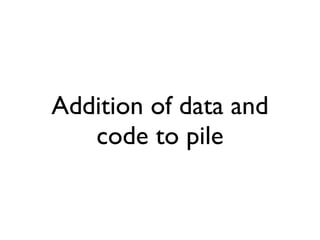 Addition of data and
   code to pile
 
