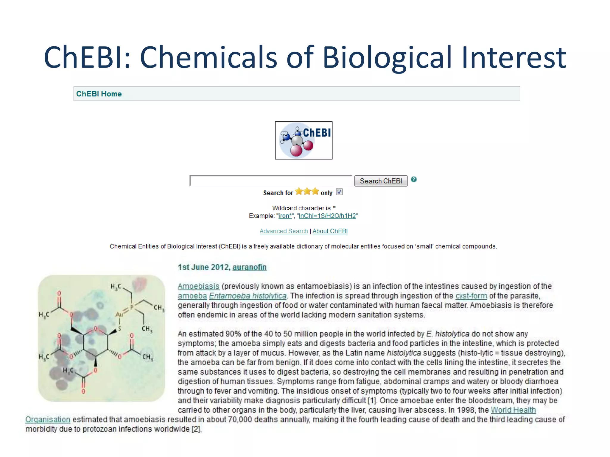 ChEBI: Chemicals of Biological Interest
 