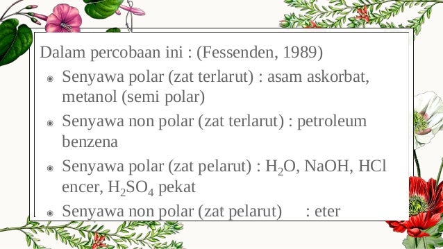 Kimia Organik Kelarutan Senyawa Berdasar Keporalannya