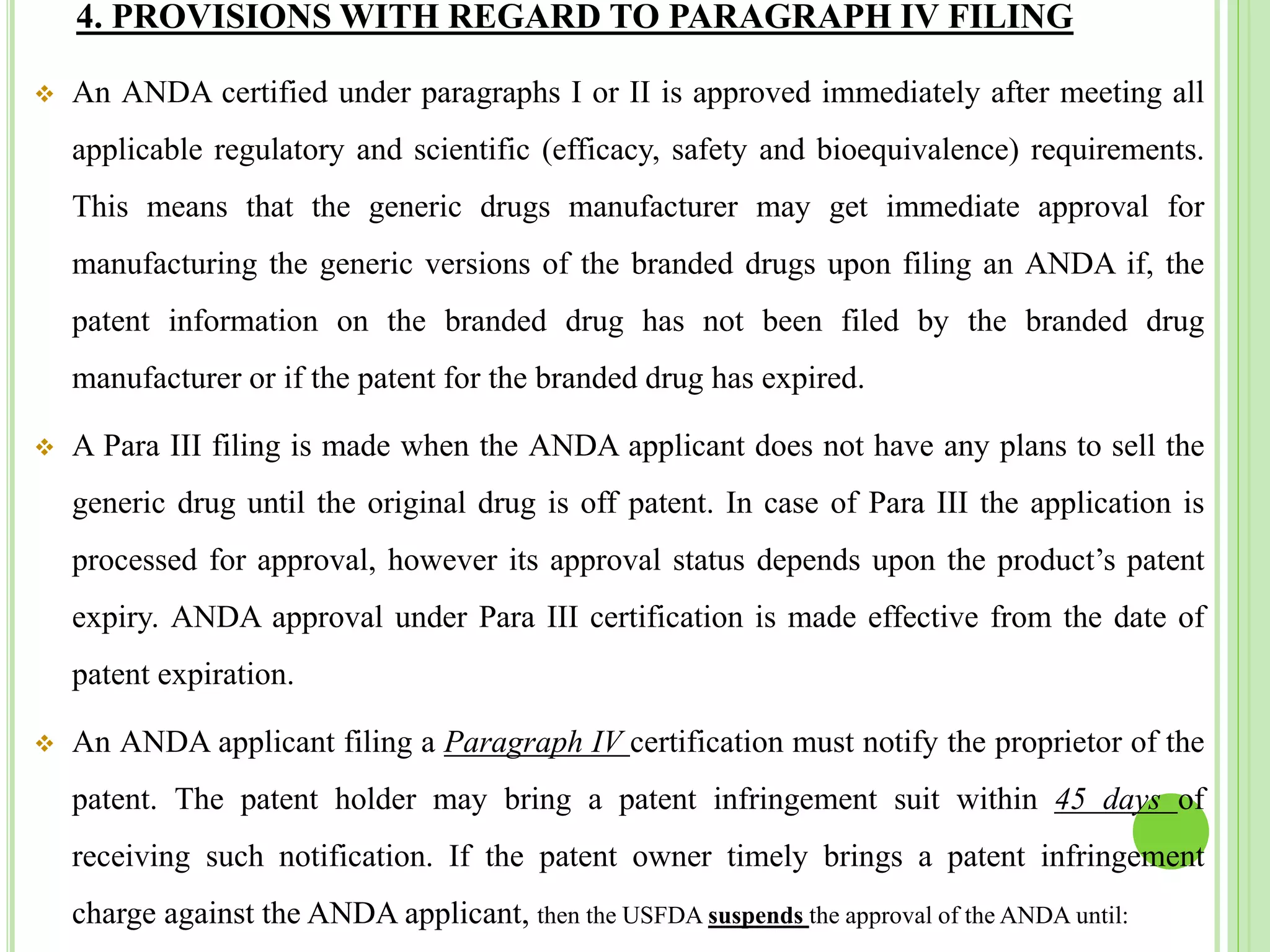 Hatch waxman act and paragraph iv litigations | PPTX