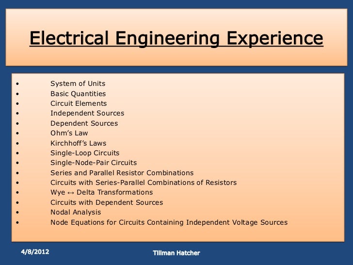 Electrical Engineering Experience