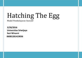 Hatching The Egg
Model Pembelajaran Inovatif
3/20/2016
Universitas Sriwijaya
Sesi Winarni
06081281419036
 