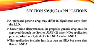 SECTION 505(b)(2) APPLICATIONS
 