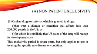(A) NON PATENT EXCLUSIVITY
 