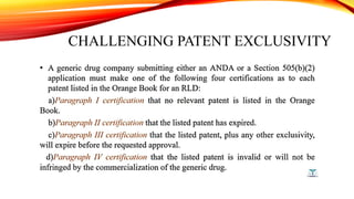 CHALLENGING PATENT EXCLUSIVITY
 