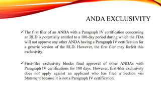 ANDA EXCLUSIVITY
 