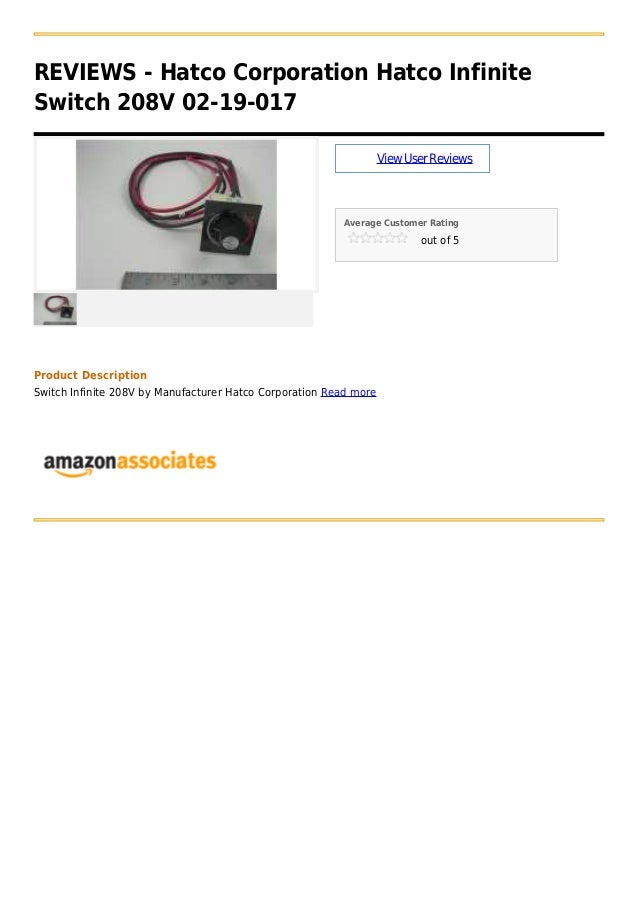 Hatco corporation hatco infinite switch 208 v 02 19017