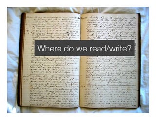 Where do we read/write?




DjangoCon 2008                             98
 