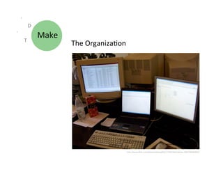 D	
  

T	
  
            Make	
  
                       The	
  Organiza9on	
  




                                            h,p://www.ﬂickr.com/photos/dukejeﬀrie/17764144/in/faves-­‐74877869@N05/	
  
 
