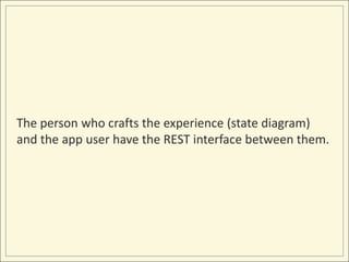 The person who crafts the experience (state diagram)
and the app user have the REST interface between them.
 