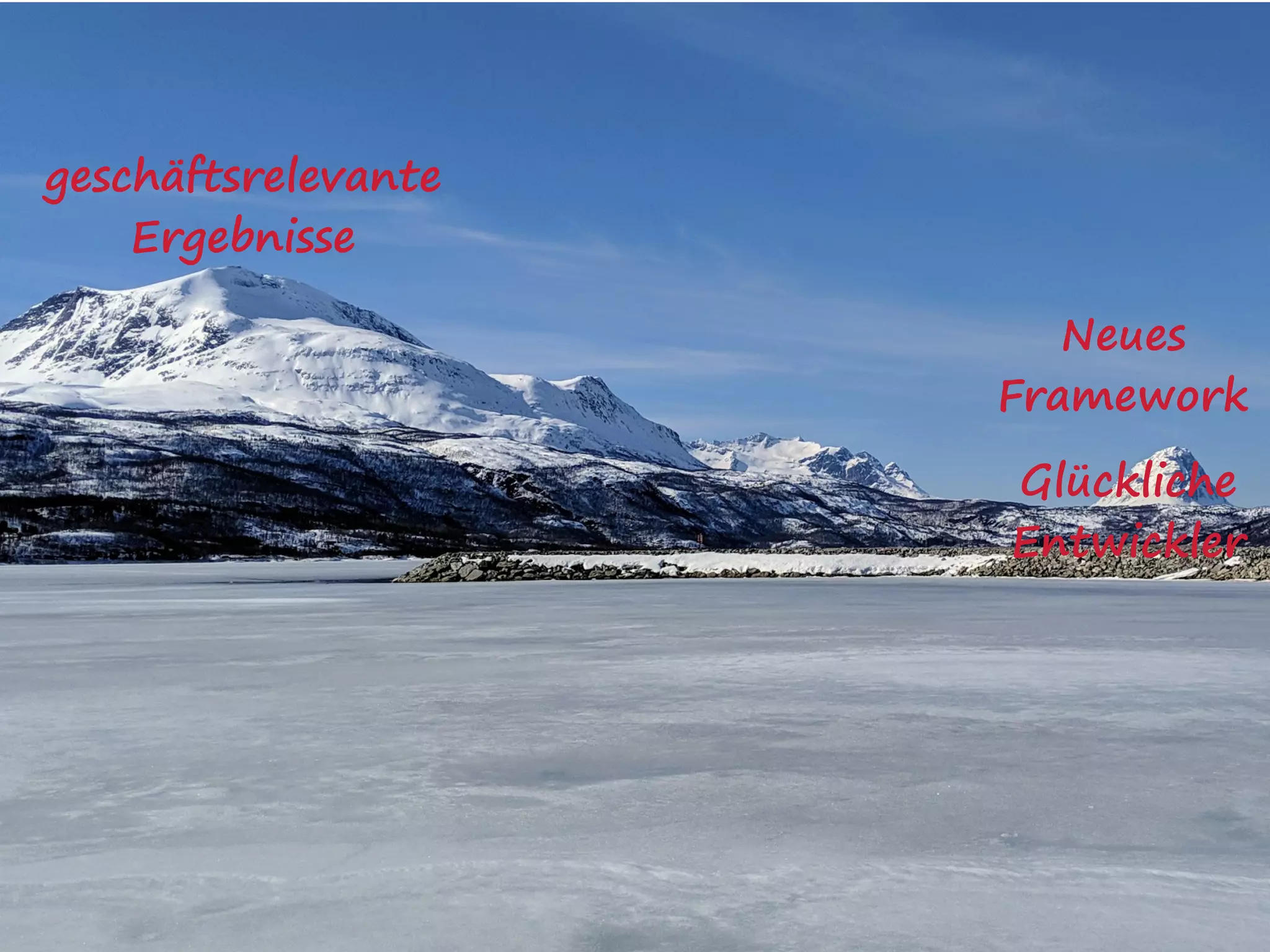 Glückliche  
Entwickler
geschäftsrelevante
Ergebnisse
Neues  
Framework
 