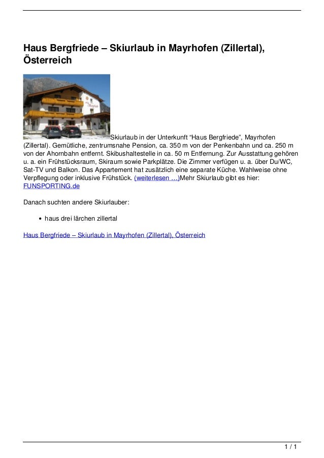 Haus Bergfriede 8211 Skiurlaub In Mayrhofen Zillertal Osterreich