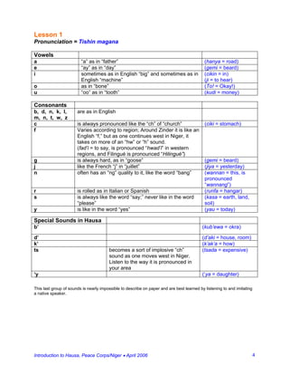 Basic Hausa Language Course | PDF