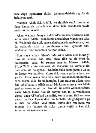 Hausa Script Hausa Islam akidar ahlus sunna | PDF