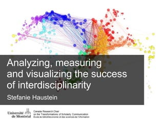 Stefanie Haustein
Analyzing, measuring
and visualizing the success
of interdisciplinarity
 