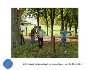 Notre travail est compliqué car nous n’avons pas de décamètre
 