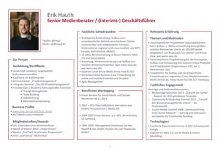 CV Excerpt Erik Hauth