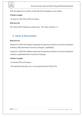 Soran University Harvard Style Of Referencing And Citation Guide
