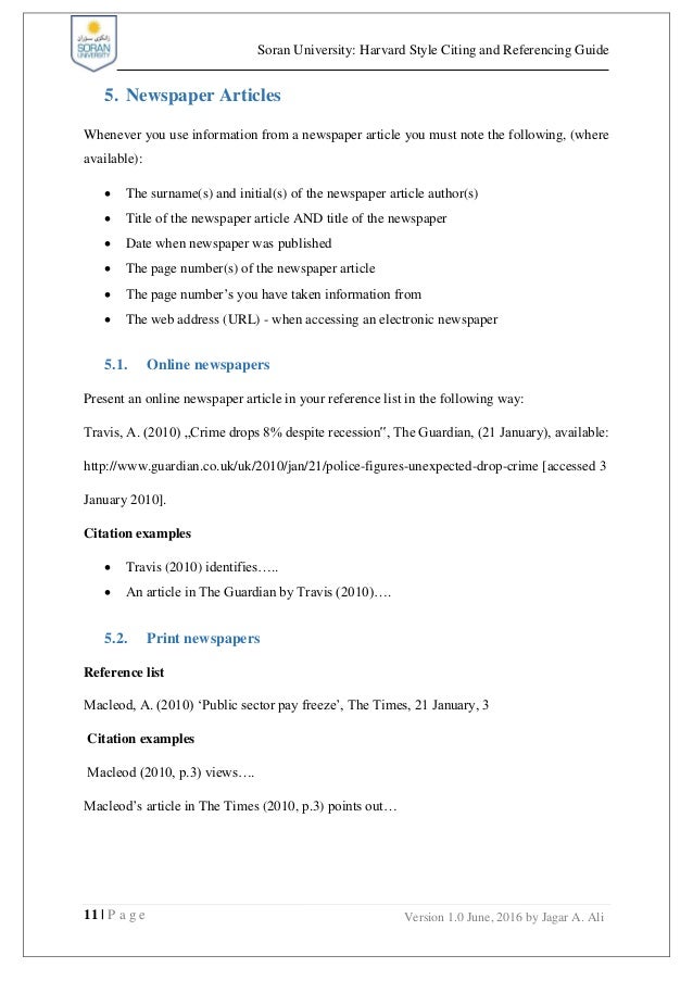 Soran University Harvard style of referencing and
