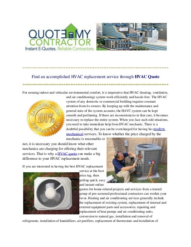 Find an HVAC replacement service through HVAC Quote
