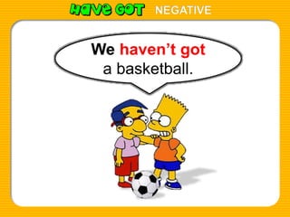 NEGATIVE
We haven’t got
a basketball.
 