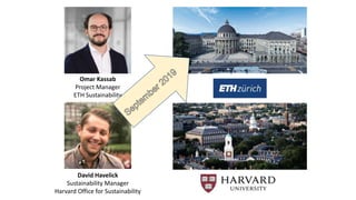 Omar Kassab
Project Manager
ETH Sustainability
David Havelick
Sustainability Manager
Harvard Office for Sustainability
 