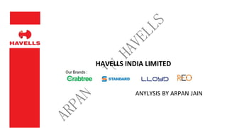 HAVELLS INDIA LIMITED
ANYLYSIS BY ARPAN JAIN
 