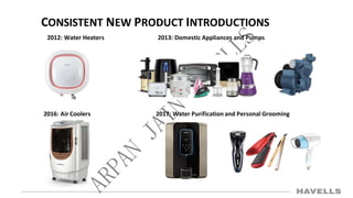 CONSISTENT NEW PRODUCT INTRODUCTIONS
2012: Water Heaters 2013: Domestic Appliances and Pumps
2017: Water Purification and Personal Grooming2016: Air Coolers
 