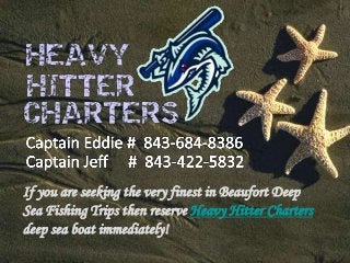 If you are seeking the very finest in Beaufort Deep 
Sea Fishing Trips then reserve Heavy Hitter Charters 
deep sea boat immediately! 
 