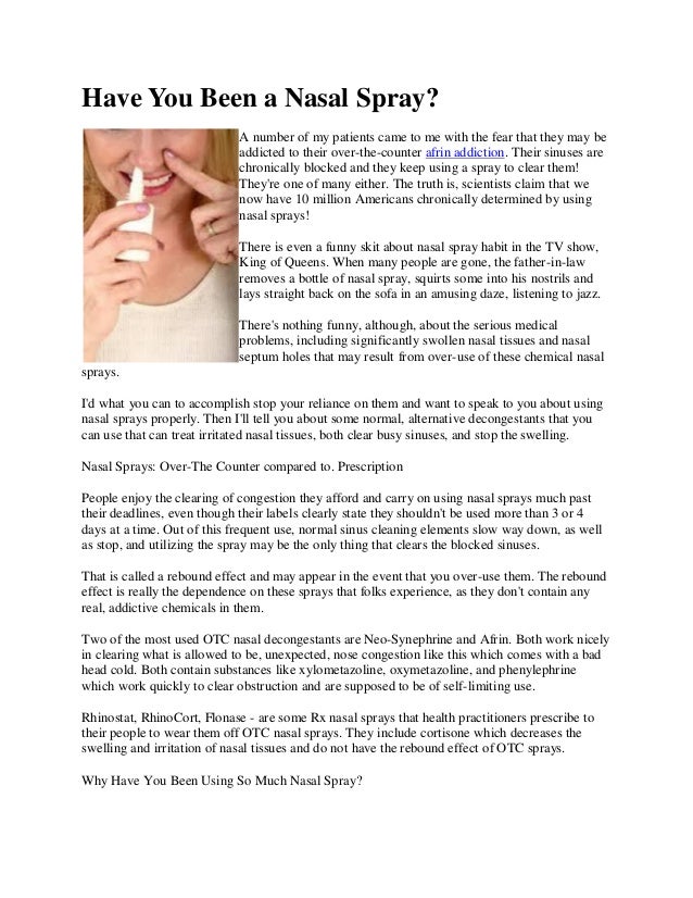 have you been a nasal spray how afrin works