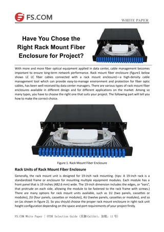 Have you chose the right rack mount fiber enclosure for project | PDF