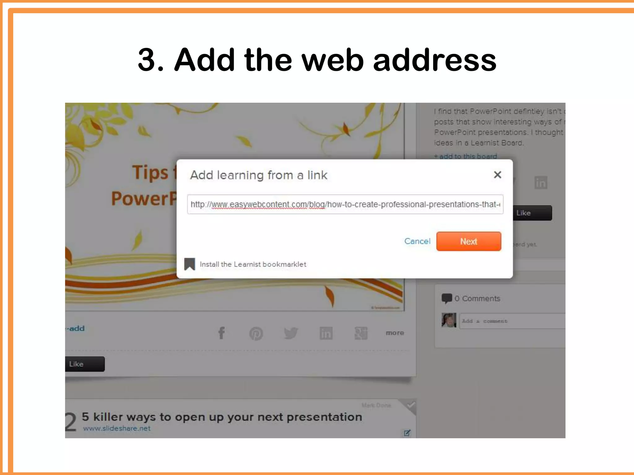 3. Add the web address
 