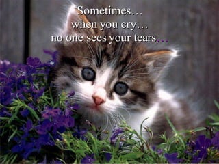 Sometimes… when you cry… no one sees your tears … 