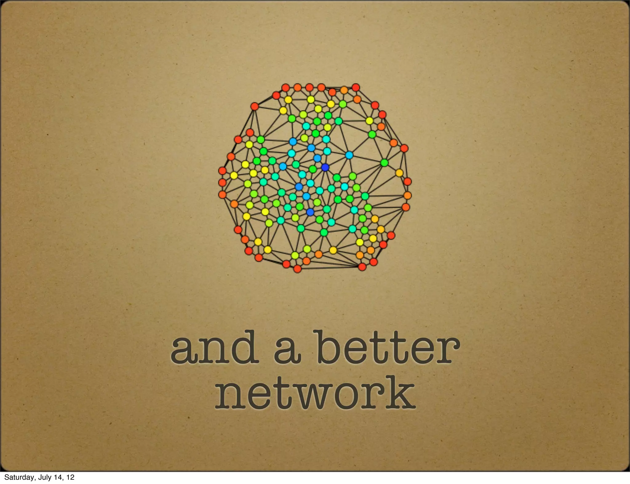 and a better
                          network
Saturday, July 14, 12
 