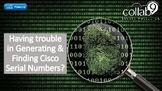 Having trouble
in Generating &
Finding Cisco
Serial Numbers?
 