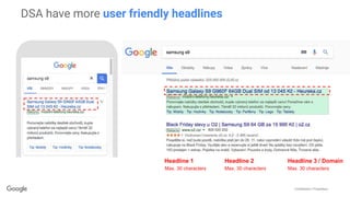 Conﬁdential + Proprietary
DSA have more user friendly headlines
Headline 1 Headline 2 Headline 3 / Domain
Max. 30 characters Max. 30 characters Max. 30 characters
 