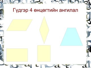Гүдгэр 4 өнцөгтийн ангилал




                 
 