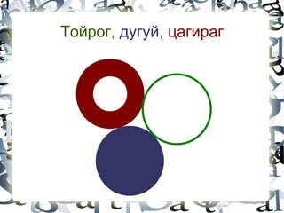 Тойрог, дугуй, цагираг




               
 