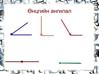 Өнцгийн ангилал




            
 